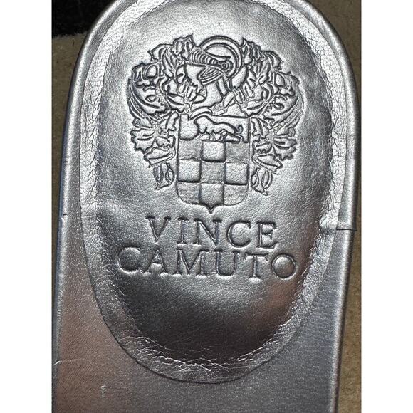 Vince Camuto Silver Leather With Mini Rhinestones Slide Sandals Women's  8 NWOT - Picture 8 of 8